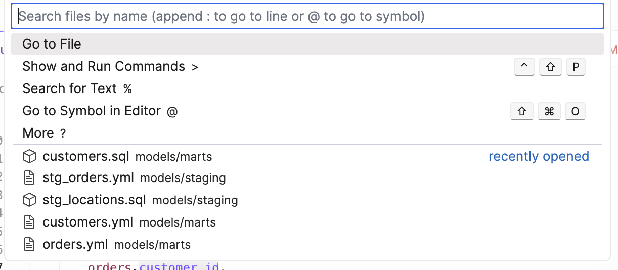 The command palette enables you to quickly navigate your project and run commands. The command palette enables you to quickly navigate your project and run commands.
